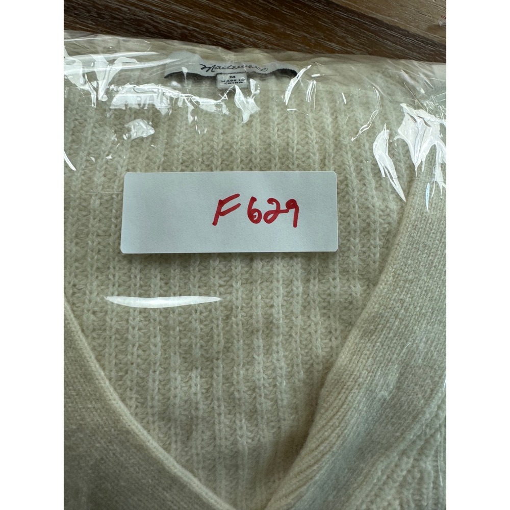 Madewell Women's Ribbed Button-Front Merino Wool Blend Cardigan Sweater - Picture 8 of 8